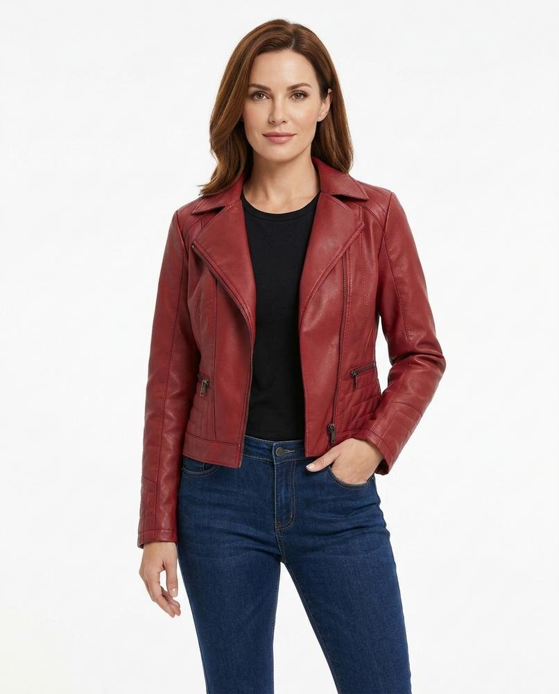 Heidi-Outlet - Sanal | Asymmetrical Quilted Leather Jacket Women