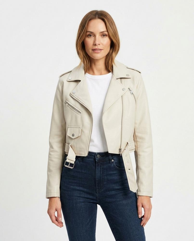 Heidi-Outlet - Kator | Cropped Asymmetrical Leather Jacket Women