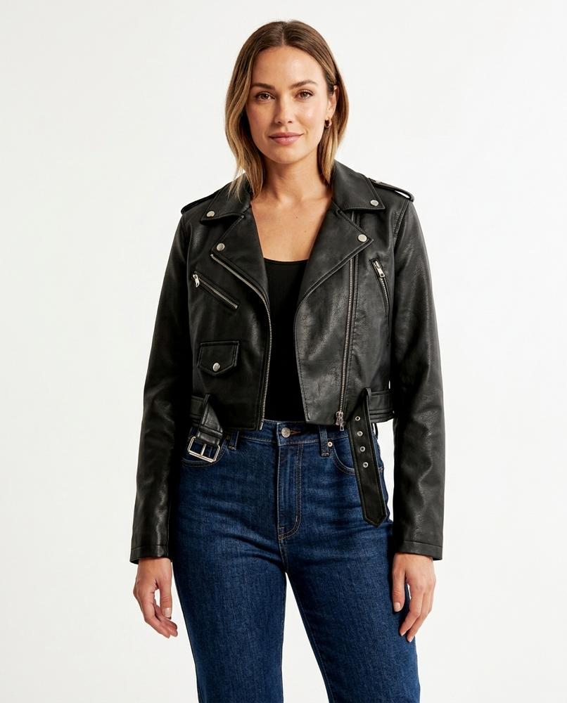 Heidi-Outlet - Kator | Cropped Asymmetrical Leather Jacket Women