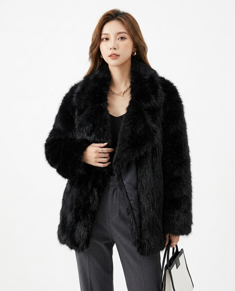 Heidi-Outlet - Rosan | Faux Fur Wide Lapel Coat Women