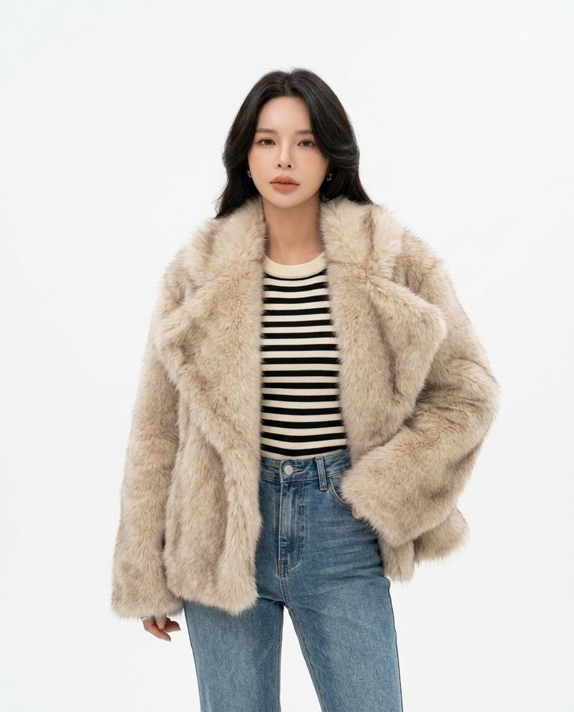 Heidi-Outlet - Rosan | Faux Fur Wide Lapel Coat Women