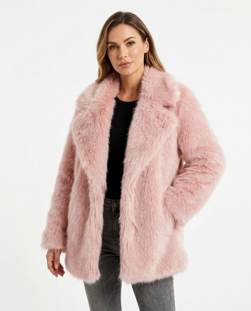 Heidi-Outlet - Rosan | Faux Fur Wide Lapel Coat Women