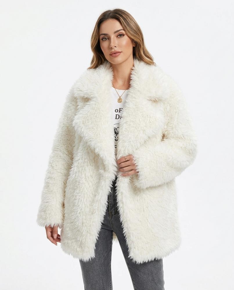 Heidi-Outlet - Rosan | Faux Fur Wide Lapel Coat Women