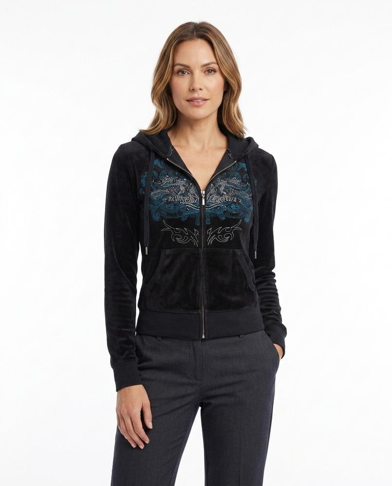 Heidi-Outlet - Zalar | Velour Embellished Hoodie Women