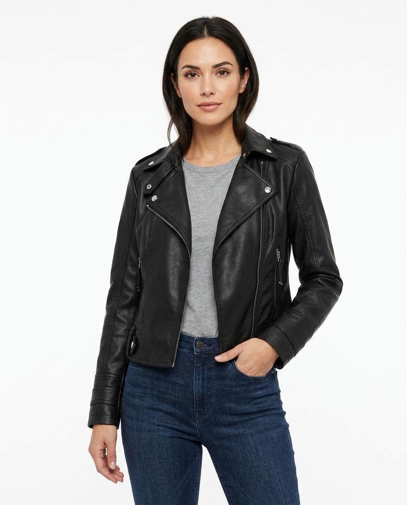 Heidi-Outlet - Lesil | Asymmetrical Cropped Leather Jacket Women