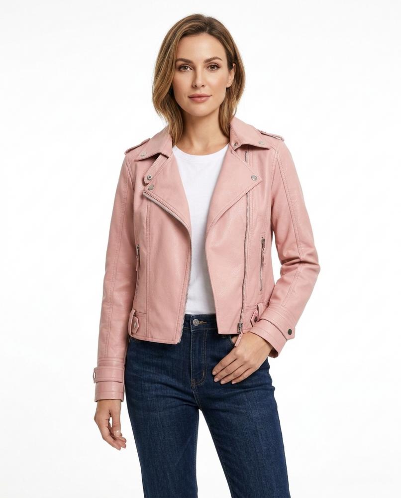 Heidi-Outlet - Lesil | Asymmetrical Cropped Leather Jacket Women