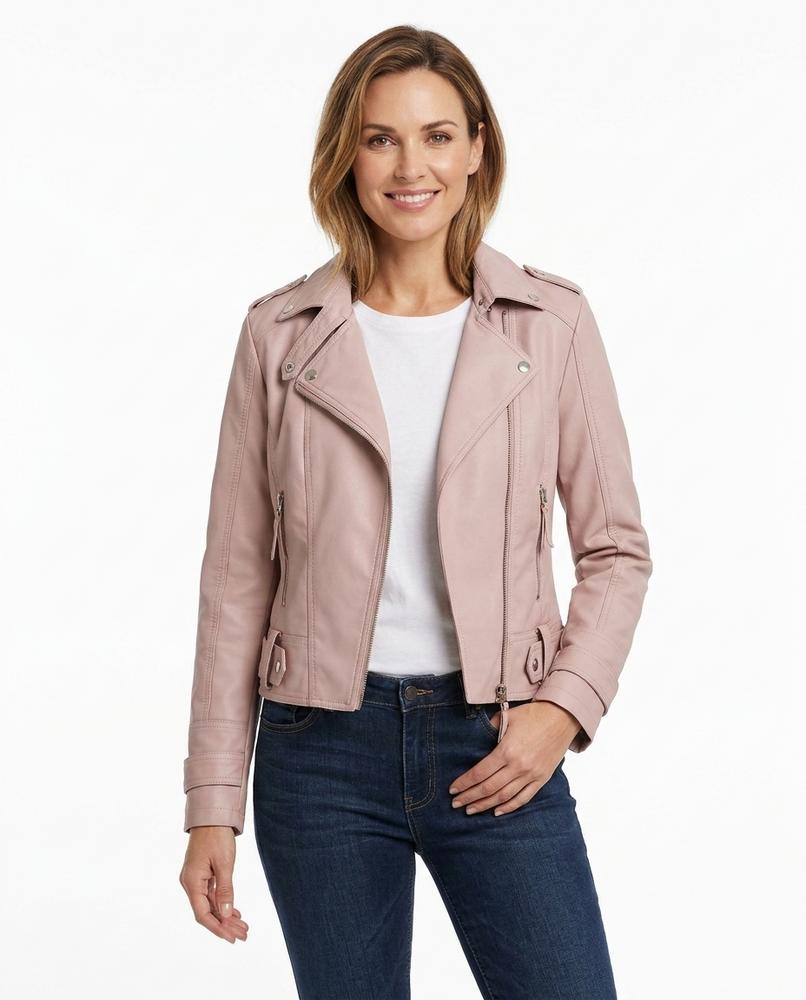 Heidi-Outlet - Lesil | Asymmetrical Cropped Leather Jacket Women