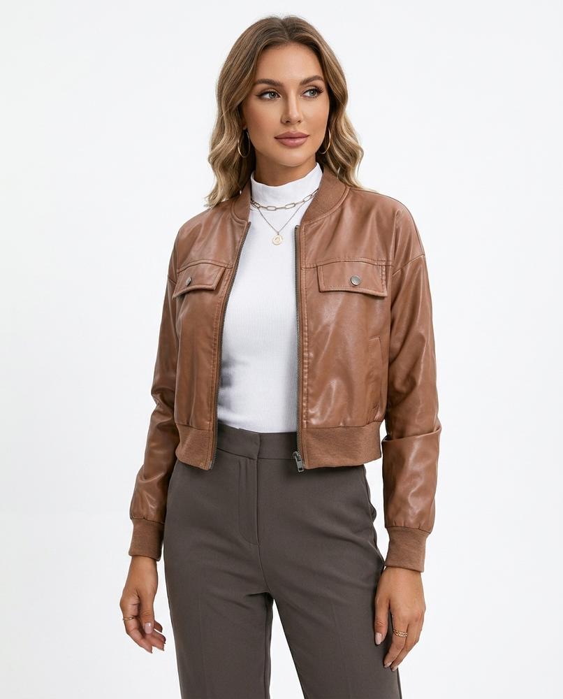 Heidi-Outlet - Rimor | Faux Leather Cropped Jacket Women