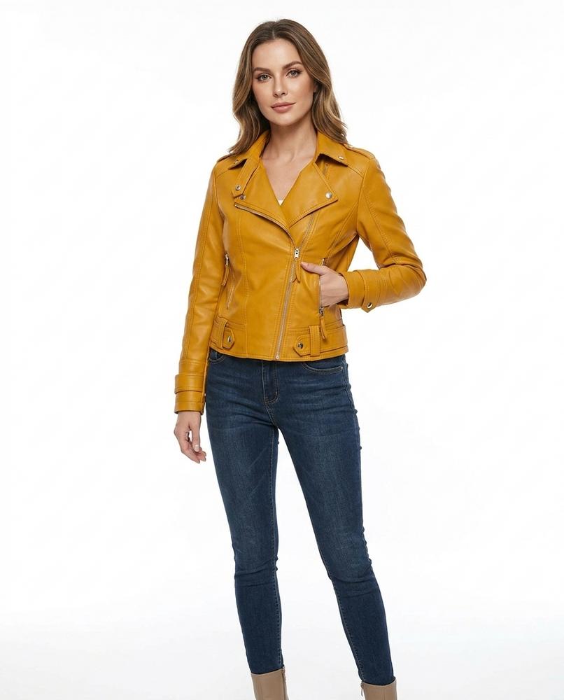 Heidi-Outlet - Lesil | Asymmetrical Cropped Leather Jacket Women
