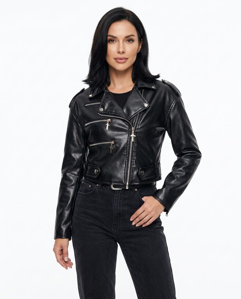Heidi-Outlet - Kasen | Asymmetrical Fitted Leather Jacket Women