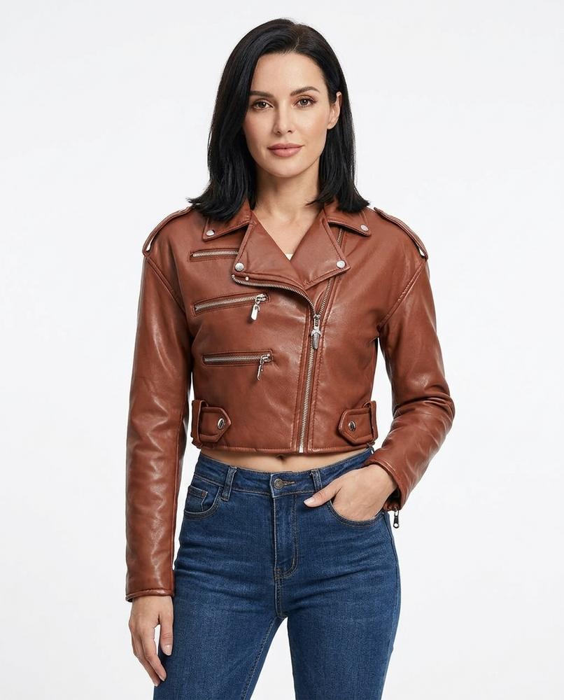 Heidi-Outlet - Kasen | Asymmetrical Fitted Leather Jacket Women
