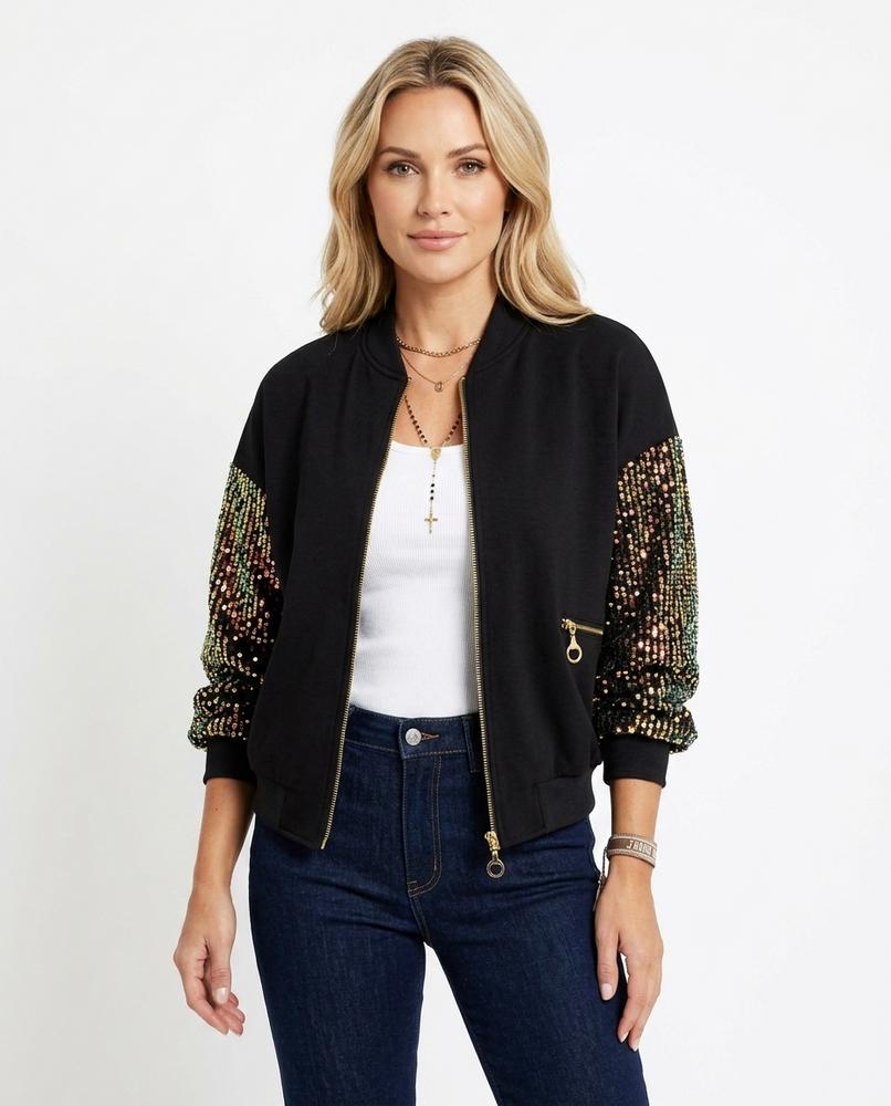 Heidi-Outlet - Rasan | Sequined Contrast-Sleeve Jacket Women