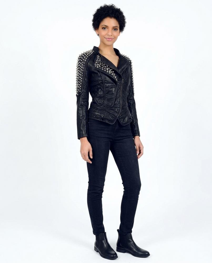 Heidi-Outlet - Zeral | Studded Fitted Leather Jacket Women