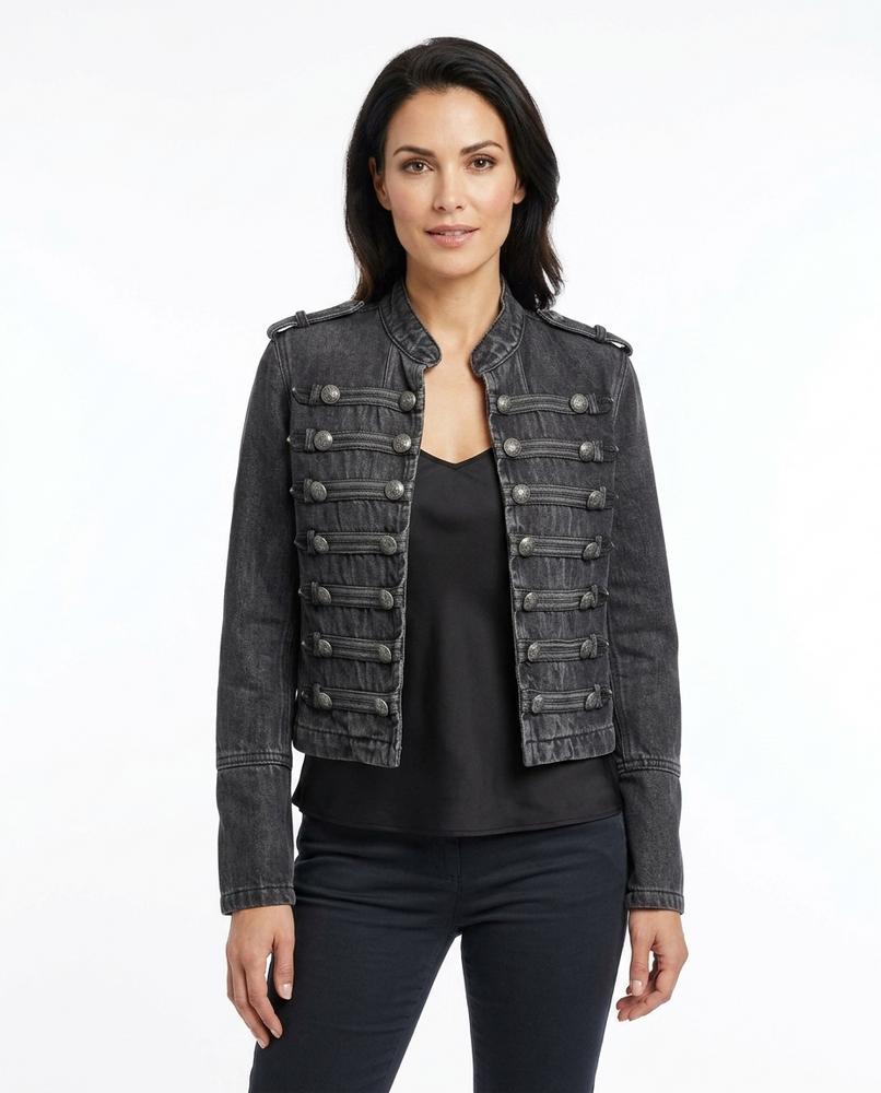 Heidi-Outlet - Elvel | Double-Breasted Cropped Denim Jacket Women