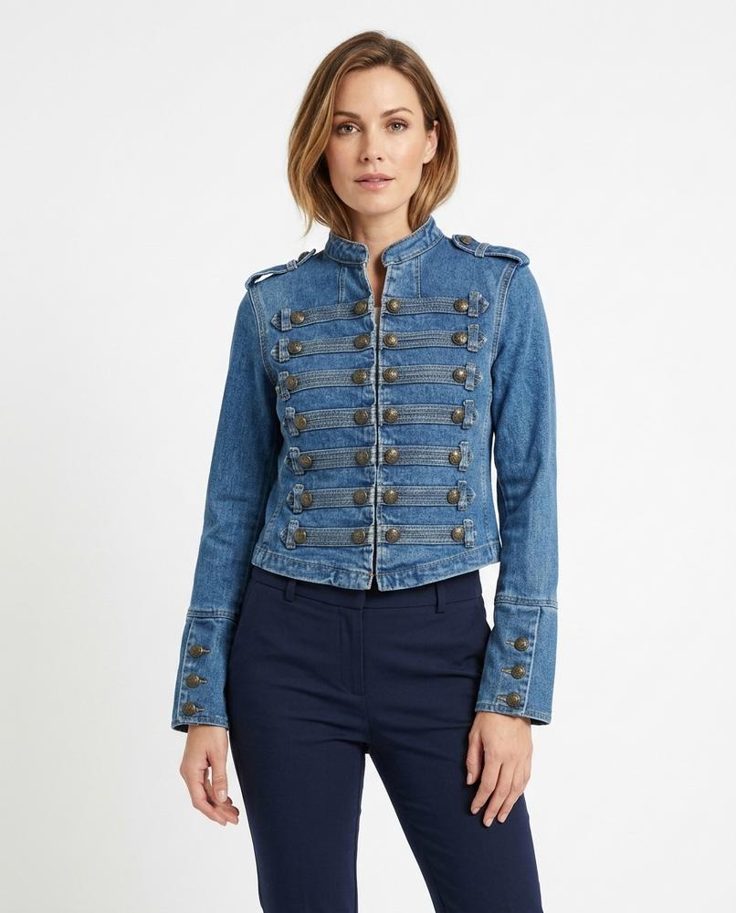 Heidi-Outlet - Elvel | Double-Breasted Cropped Denim Jacket Women