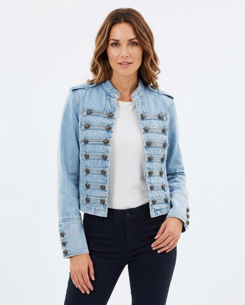 Heidi-Outlet - Elvel | Double-Breasted Cropped Denim Jacket Women