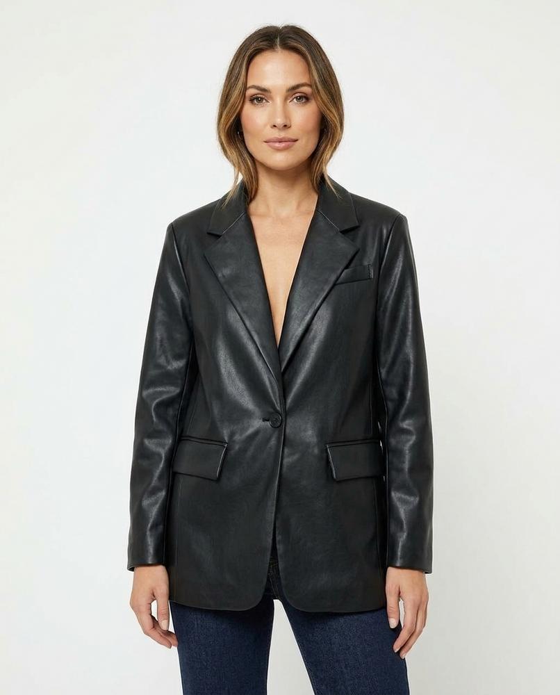 Heidi-Outlet - Tidan | Faux Leather Single-Breasted Blazer Women