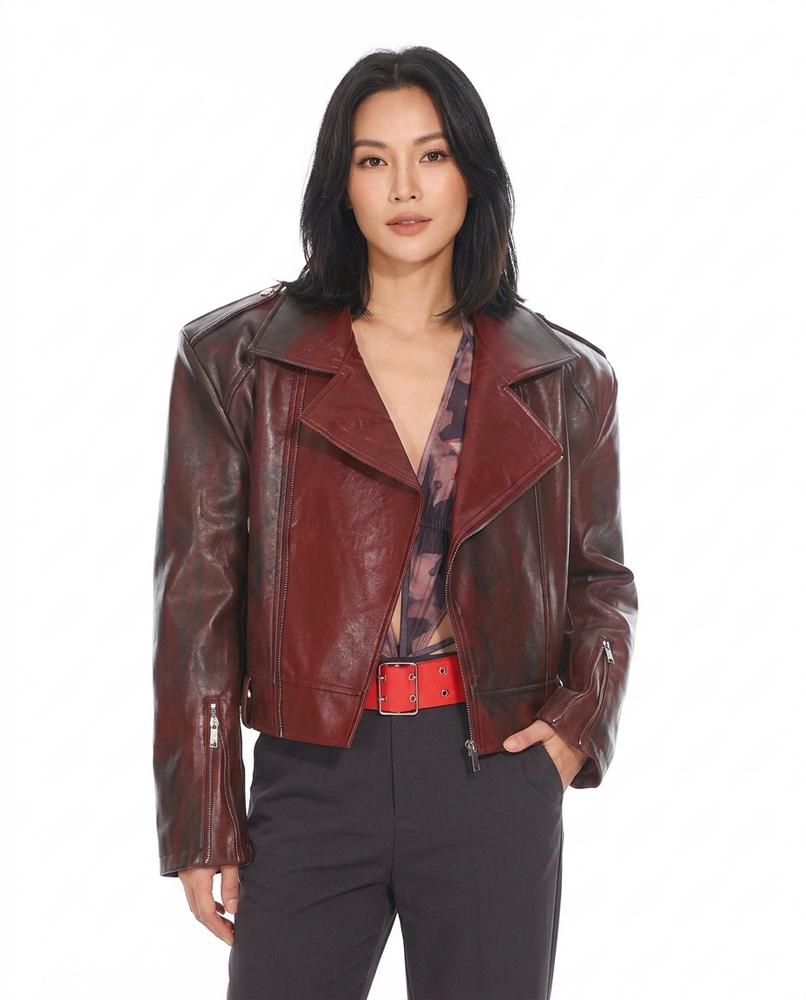 Heidi-Outlet - Lovel | Asymmetrical Distressed Leather Jacket Women