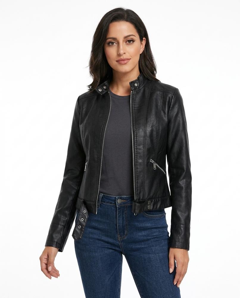 Heidi-Outlet - Vemer | Faux Leather Zippered Jacket Women