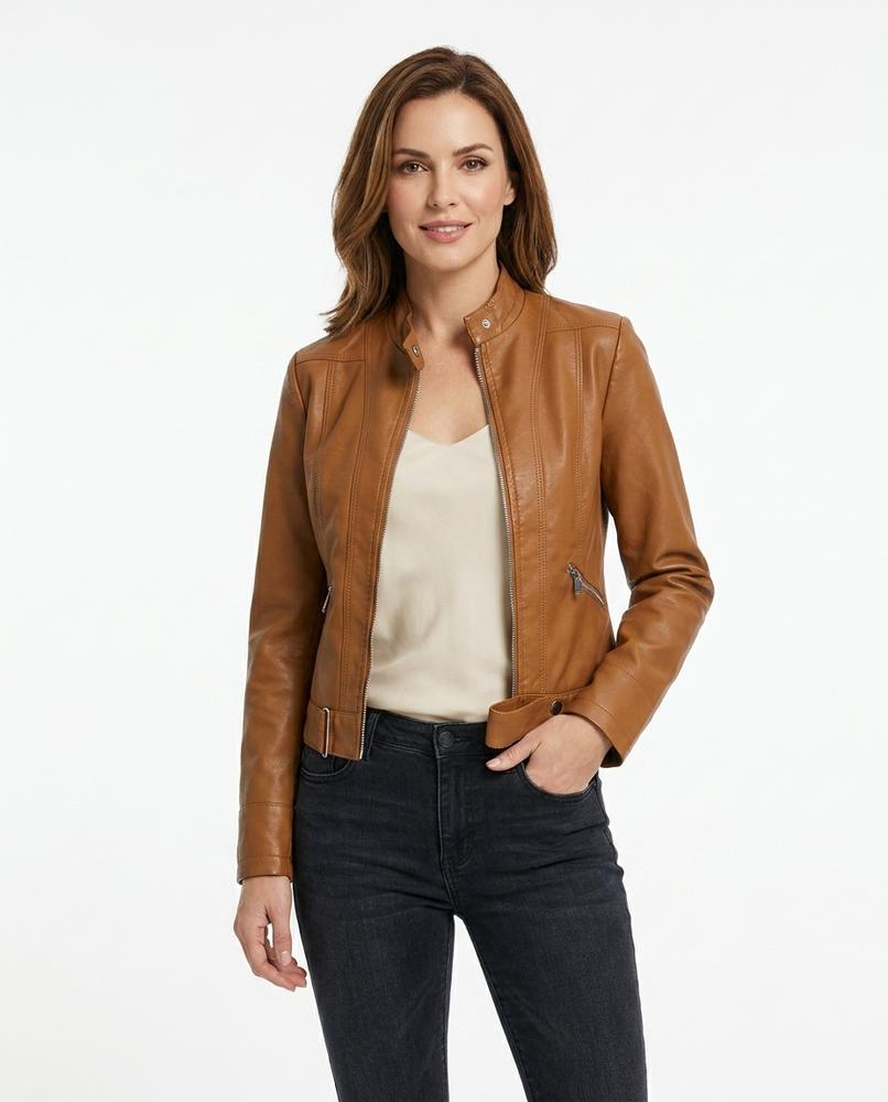 Heidi-Outlet - Vemer | Faux Leather Zippered Jacket Women