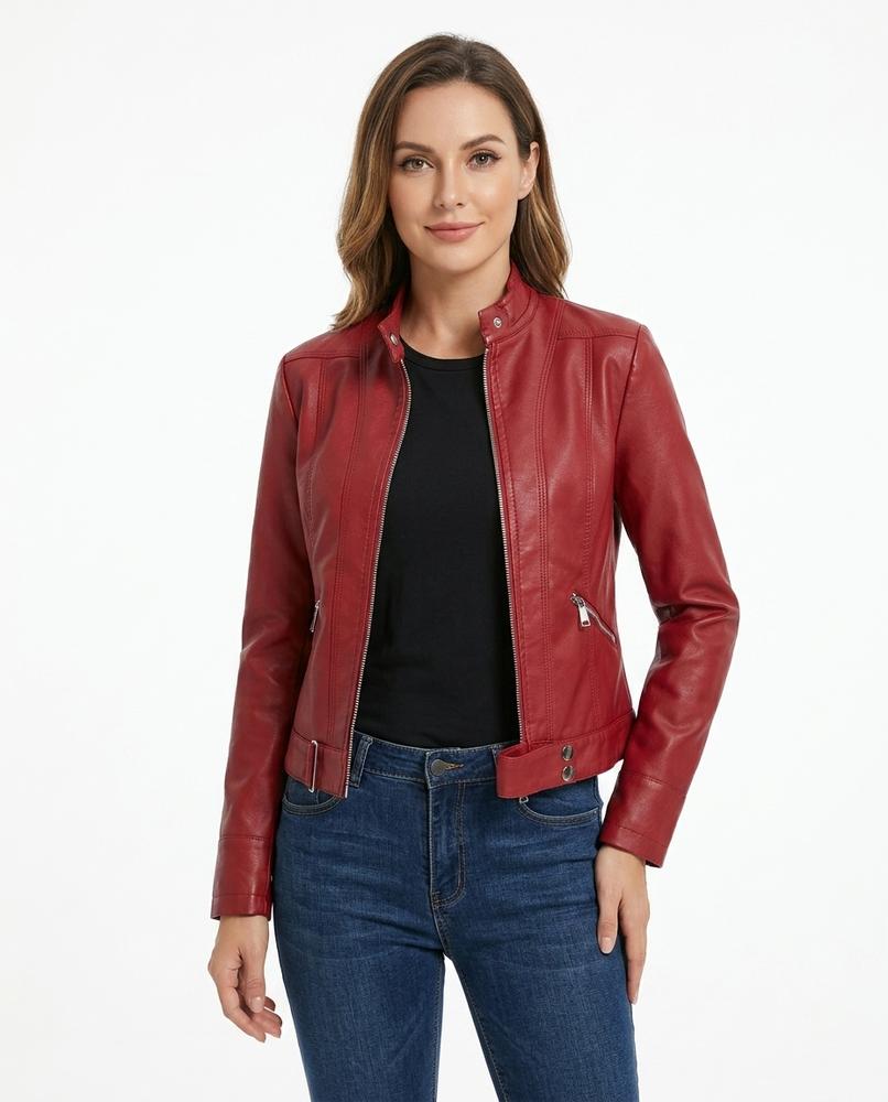 Heidi-Outlet - Vemer | Faux Leather Zippered Jacket Women