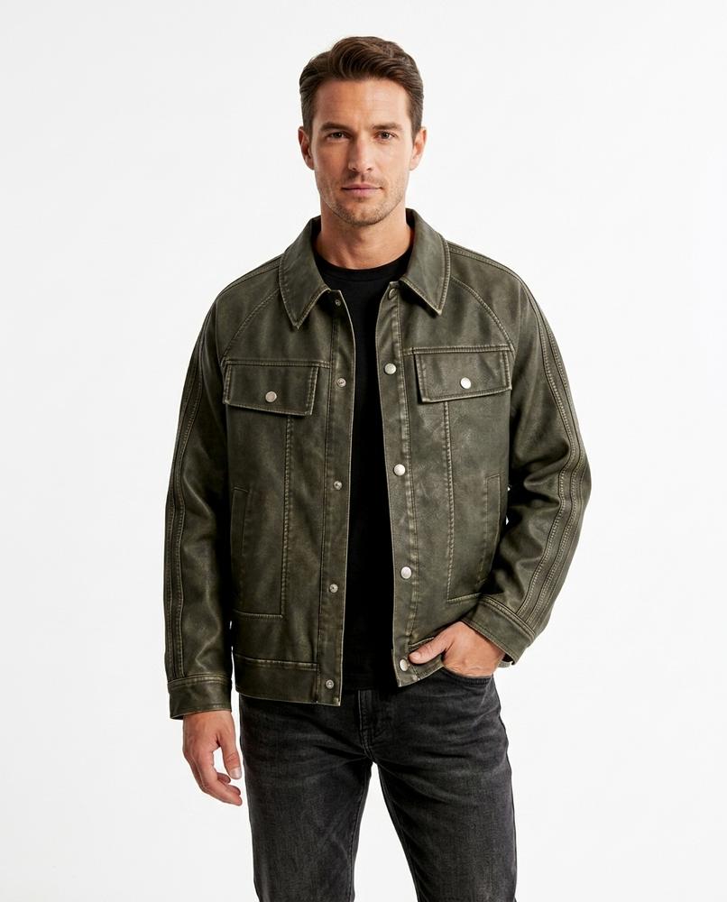Heidi-Outlet - Colan | Faux Leather Buttoned Jacket Men