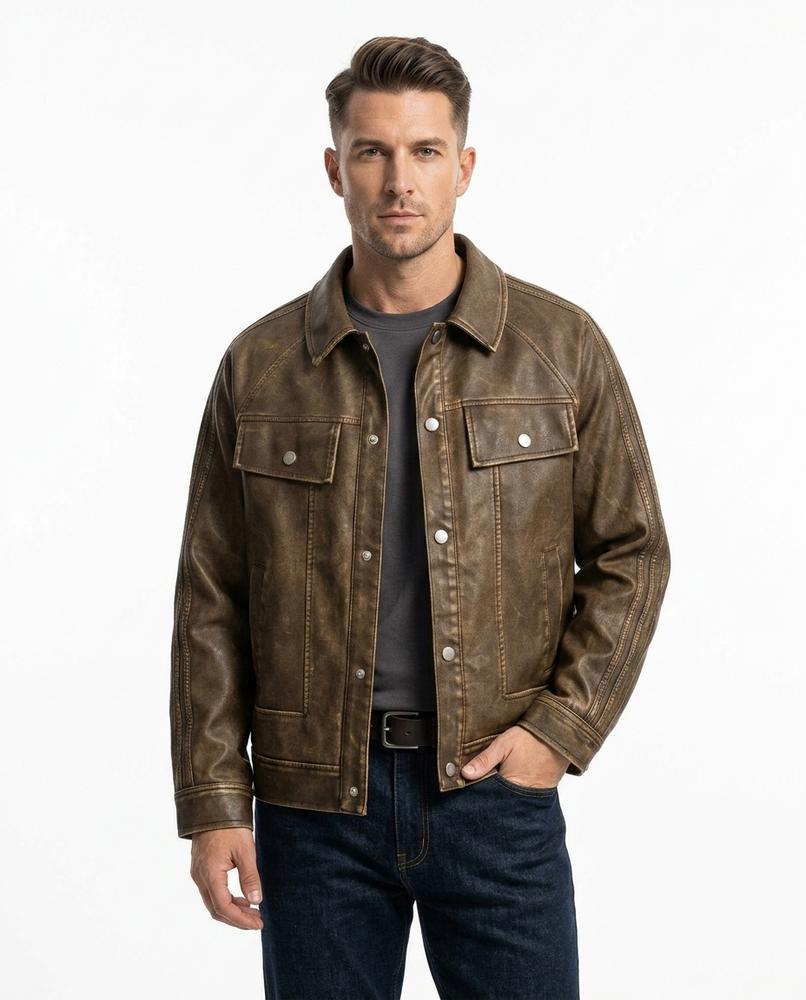 Heidi-Outlet - Colan | Faux Leather Buttoned Jacket Men