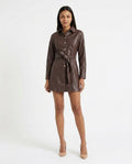 Heidi-Outlet - Vamor | Faux-Leather Belted Dress Women