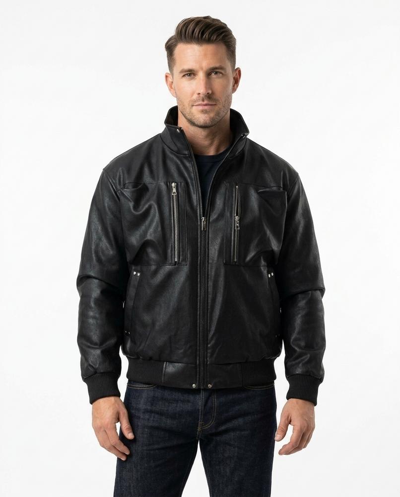 Heidi-Outlet - Artal | Faux-Leather Zip-Up Leather Jacket Men