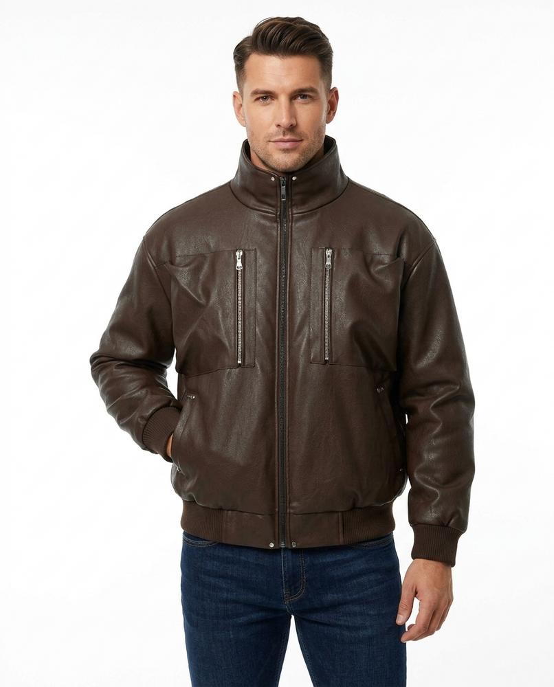 Heidi-Outlet - Artal | Faux-Leather Zip-Up Leather Jacket Men