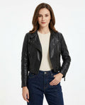 Heidi-Outlet - Dasil | Asymmetrical Cropped Leather Jacket Women