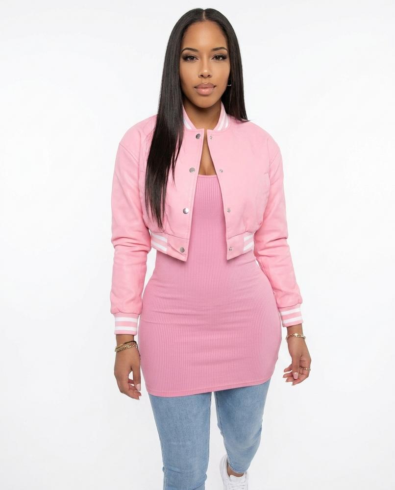 Heidi-Outlet - Rarev | Cropped Striped Leather Jacket Women