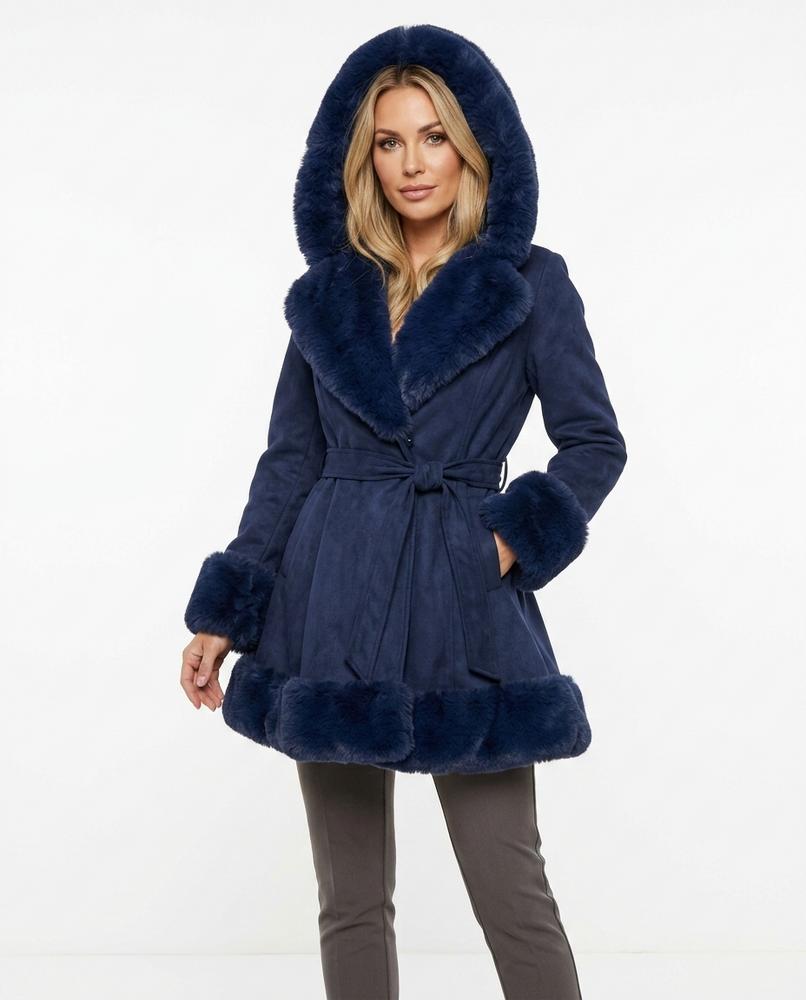 Heidi-Outlet - Lolin | Faux Fur-Trimmed Belted Coat Women