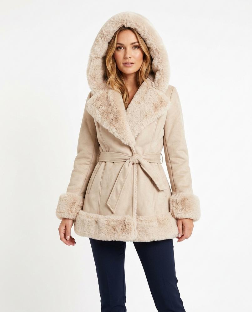 Heidi-Outlet - Lolin | Faux Fur-Trimmed Belted Coat Women