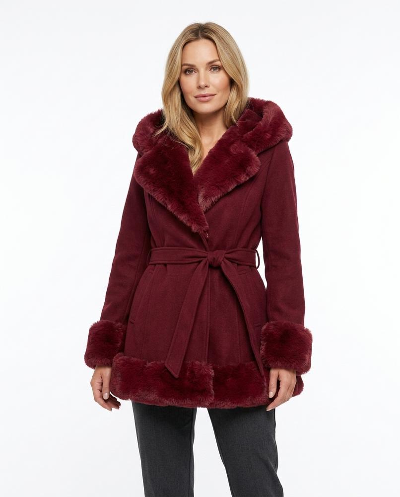 Heidi-Outlet - Lolin | Faux Fur-Trimmed Belted Coat Women