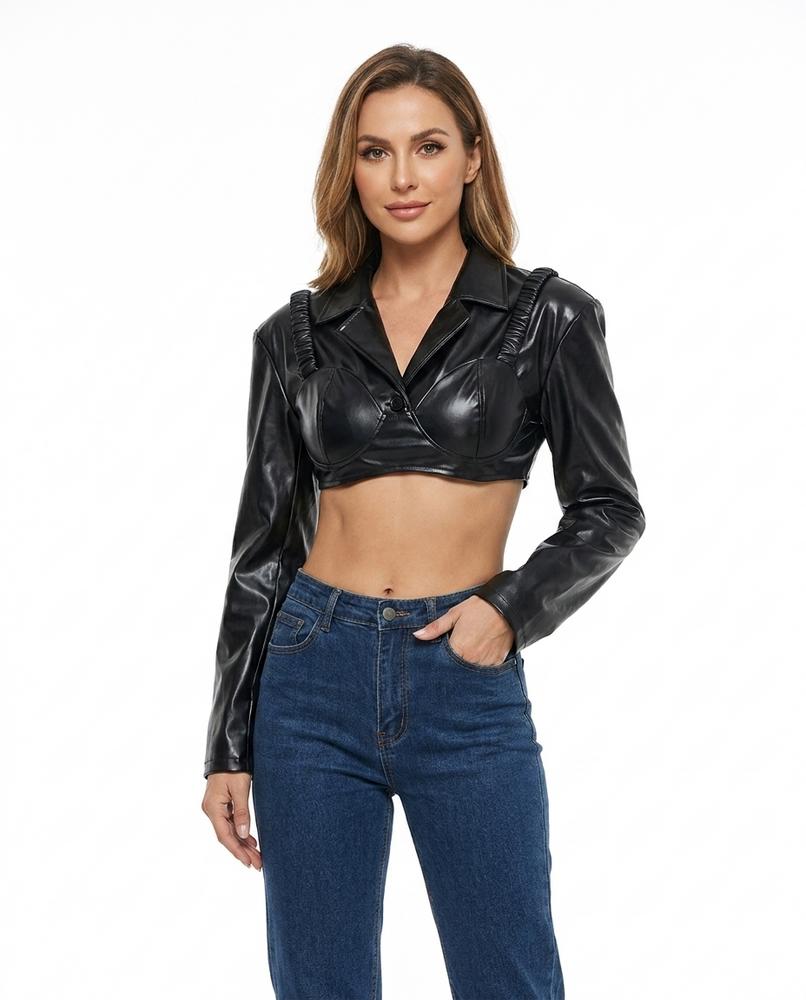 Heidi-Outlet - Saven | Faux-Leather Cropped Jacket Women