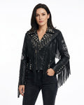 Heidi-Outlet - Coron | Studded Fringed Leather Jacket Women