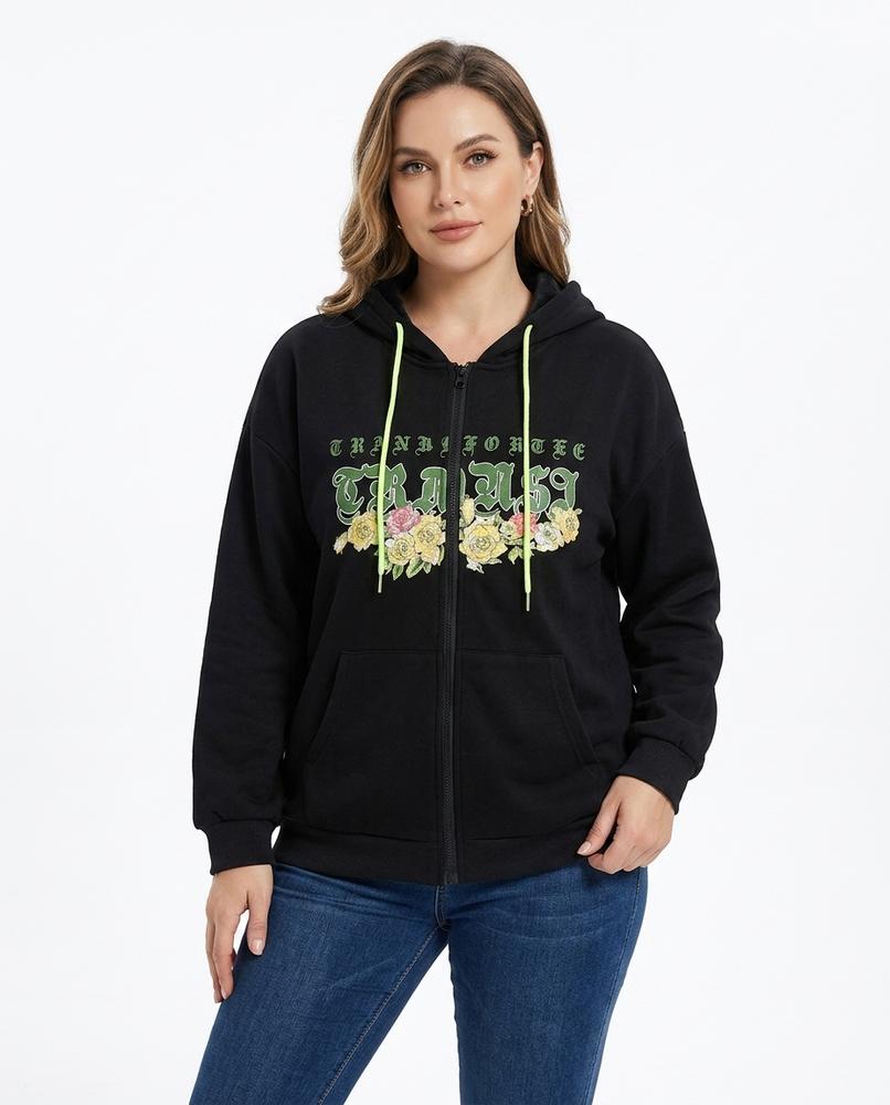 Heidi-Outlet - Alsol | Zip-Up Graphic Hoodie Women