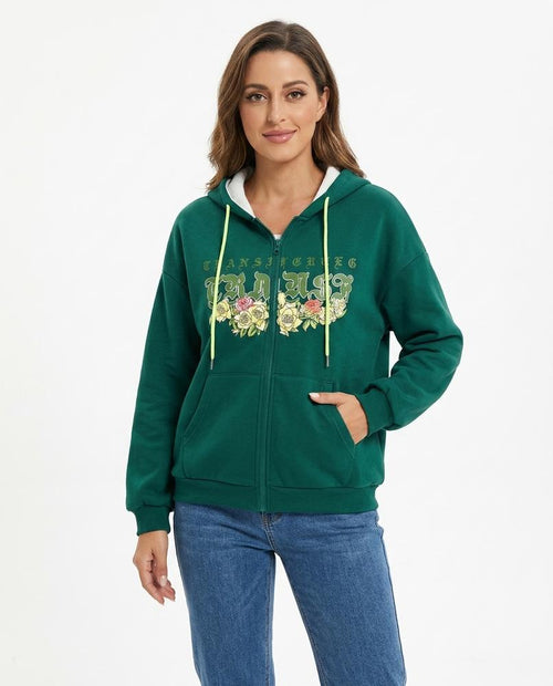 Heidi-Outlet - Alsol | Zip-Up Graphic Hoodie Women