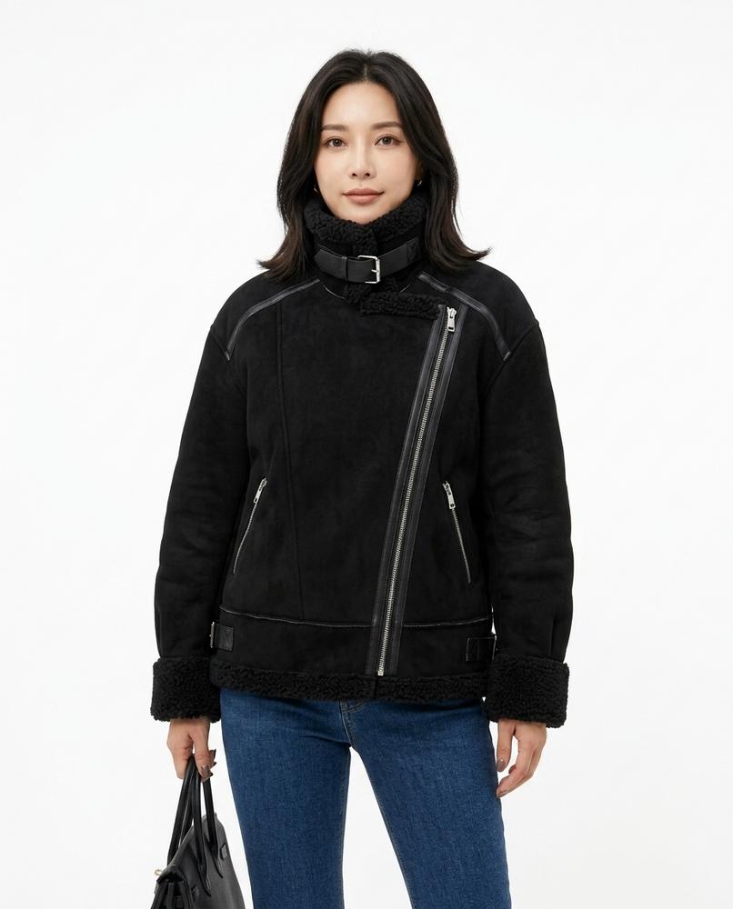 Heidi-Outlet - Laven | Shearling-Lined Asymmetrical Jacket Women