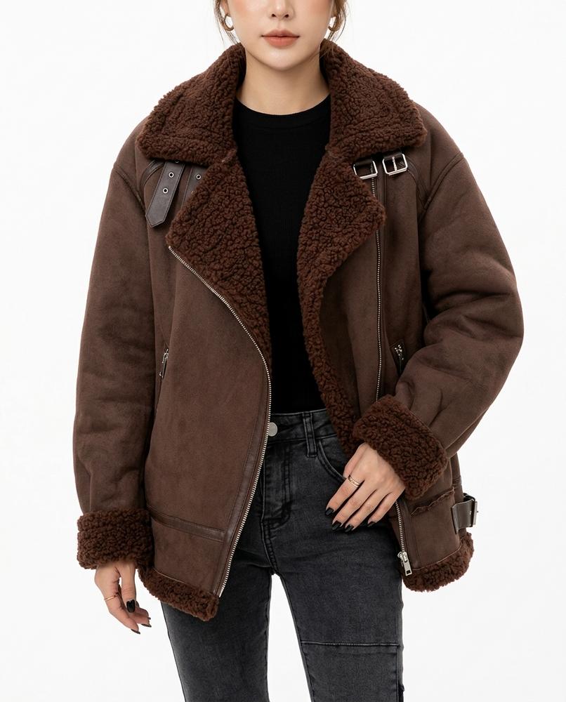 Heidi-Outlet - Laven | Shearling-Lined Asymmetrical Jacket Women