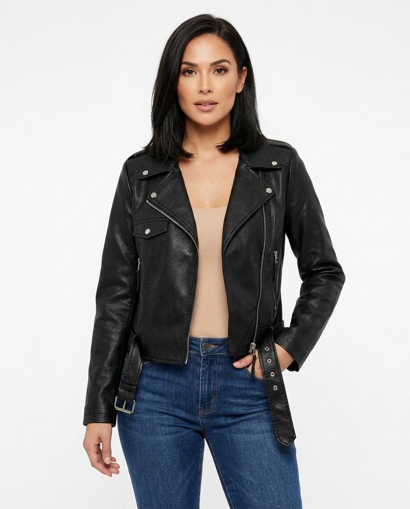 Heidi-Outlet - Lolor | Asymmetrical Belted Leather Jacket Women