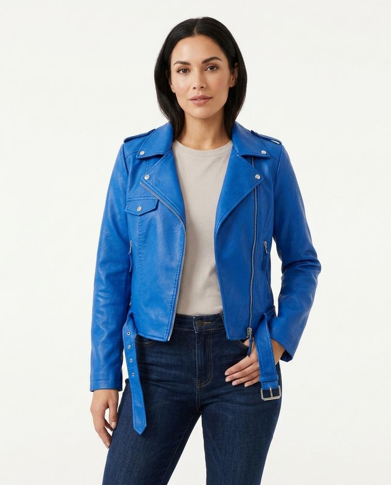 Heidi-Outlet - Lolor | Asymmetrical Belted Leather Jacket Women