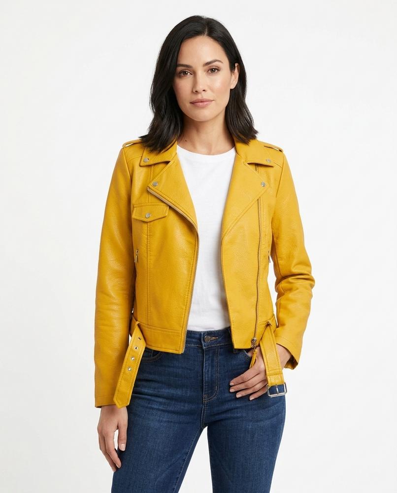 Heidi-Outlet - Lolor | Asymmetrical Belted Leather Jacket Women