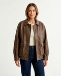 Heidi-Outlet - Lorel | Relaxed-Fit Zip-Up Leather Jacket Women