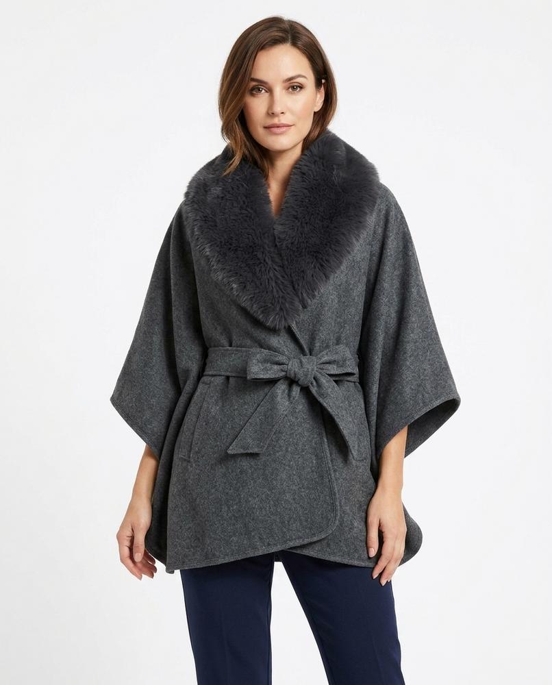 Heidi-Outlet - Cokar | Belted Faux Fur-Trimmed Coat Women