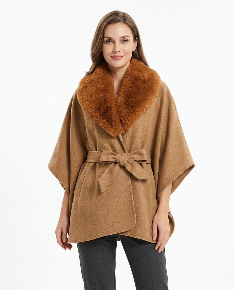 Heidi-Outlet - Cokar | Belted Faux Fur-Trimmed Coat Women