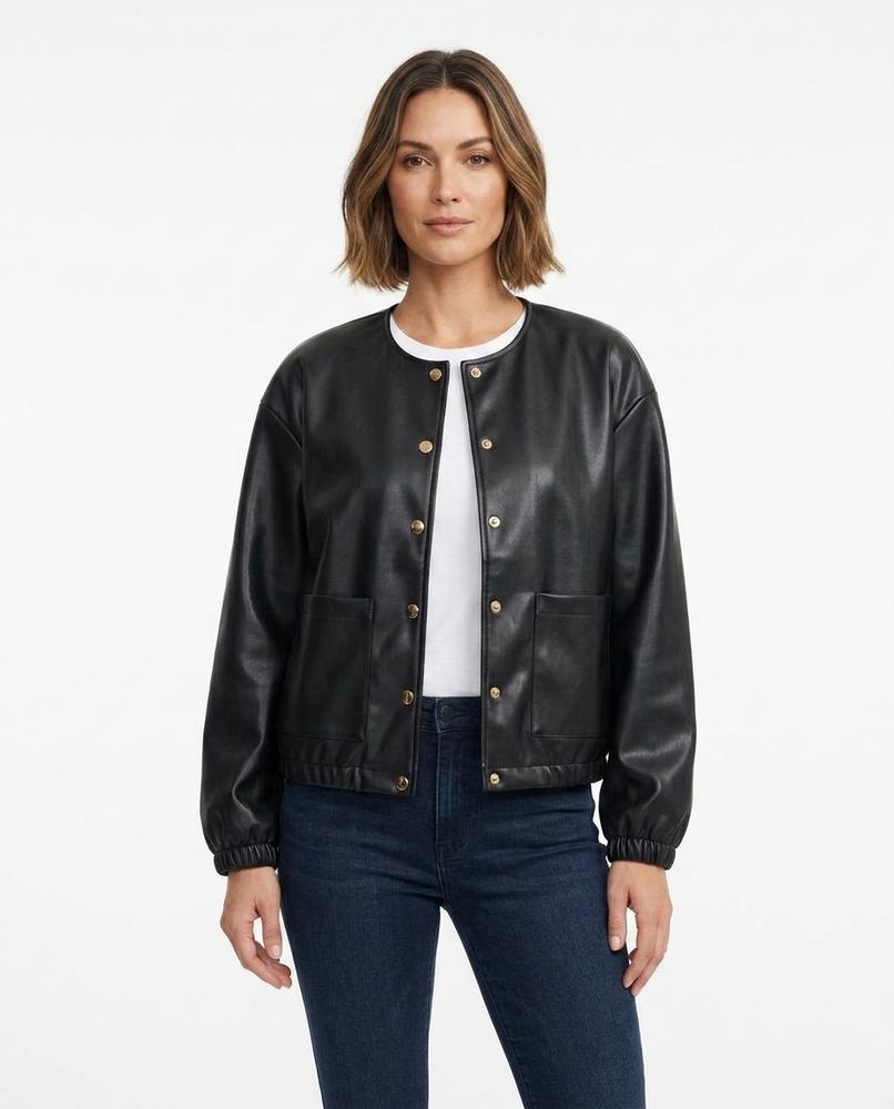 Heidi-Outlet - Lynor | Collarless Faux Leather Jacket Women