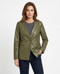 Heidi-Outlet - Kesin | Faux-Leather Collarless Blazer Women