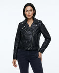 Heidi-Outlet - Colin | Asymmetrical Belted Leather Jacket Women